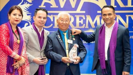 Governor Biswo Nath Poudel Honours Tibetan Refugee with Prestigious Award